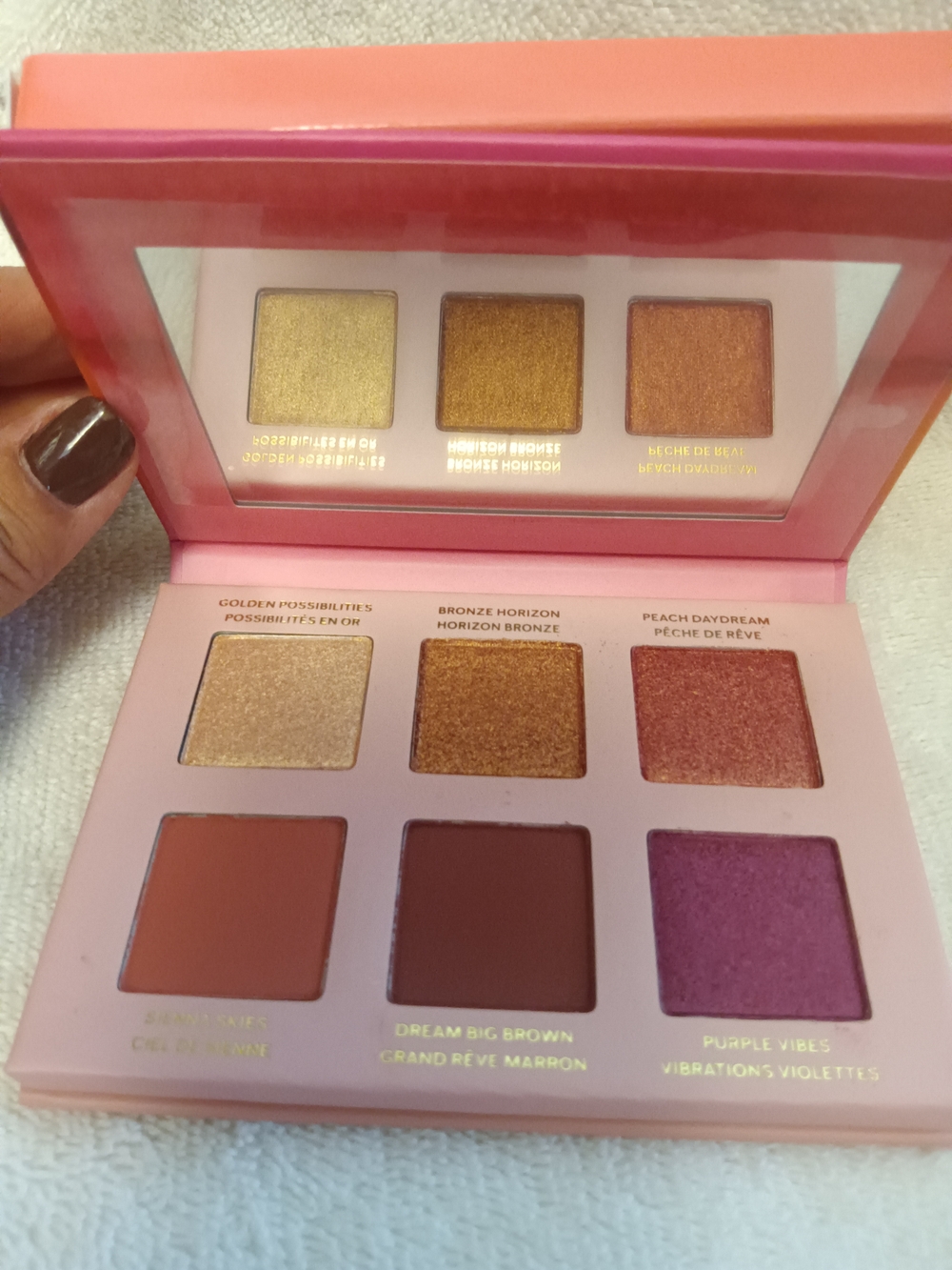 Pink Nine-Shade Eyeshadow Palette with Gold, Bronze & Purple Shades